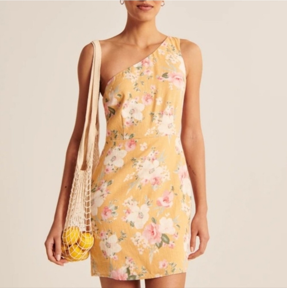 Abercrombie & Fitch Women's XLT Linen Blend NWT Single Strap Floral Mini Dress